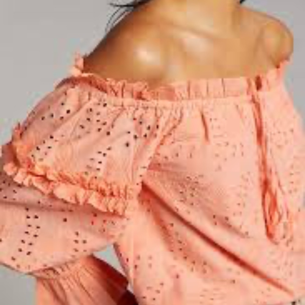 Anthropologie Jane Eyelet Off the Shoulder Top - Picture 4 of 11